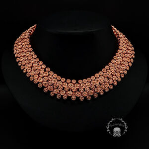 NWOT Chunky Rose Gold Toned Metal Collar Statement Necklace with Rhinestones